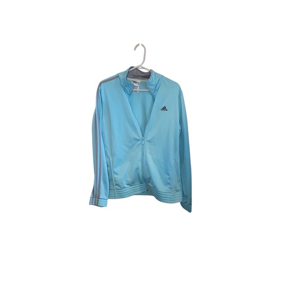 Adidas Aqua Gray Track Jacket Zip up Mock neck  Athleisure Loungewear Activewear - Picture 5 of 10